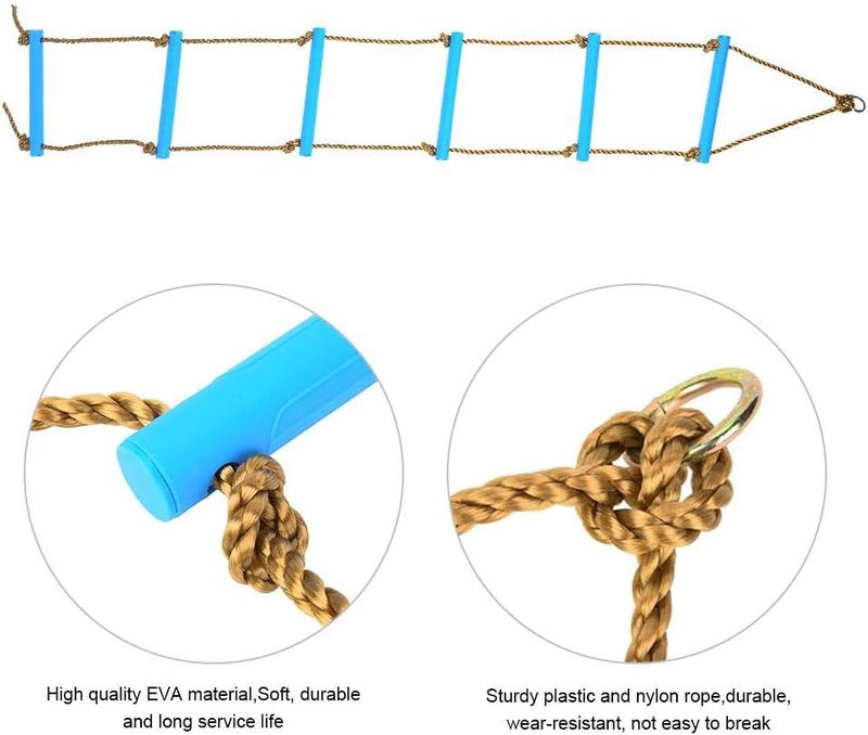 woobles 6.5 ft. Climbing Rope Ladder for Kids - Swing Set Accessories - Playground Hanging Ladder for Swing Set - Tree Ladder Toy for Boys Children, Climbing Ladder Toy Exercise Equipment(Blue) - Image 4